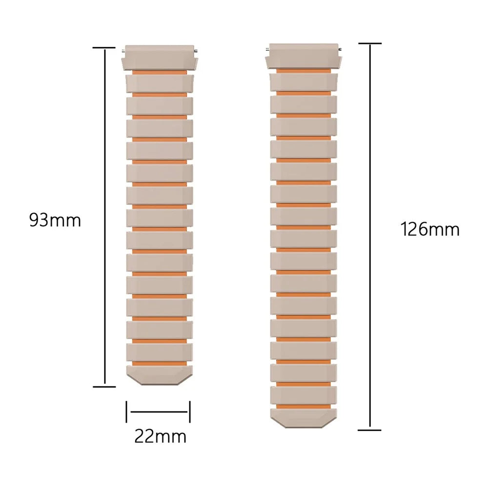 22mm Strap for Huawei Watch GT Runner 2 / GT 6 46mm / GT 5 46mm / GT 5 Pro 46mm Magnetic Silicone Band Dual Color Replacement Wristband - Starlight+Orange - 4
