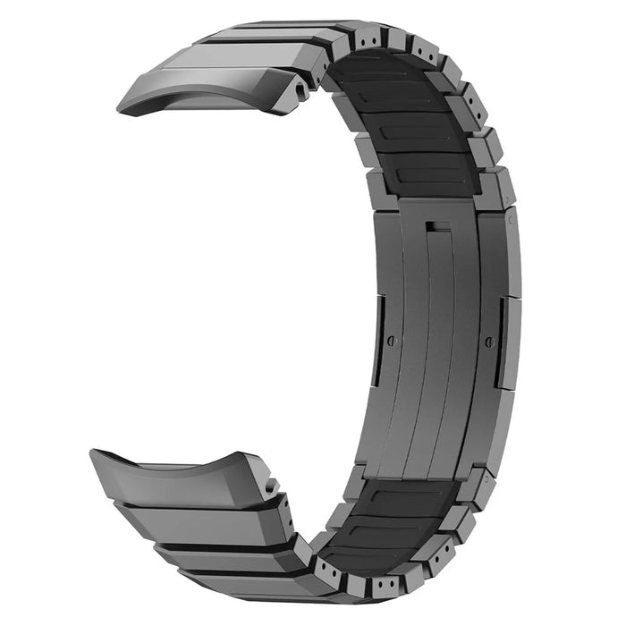 For Huawei Watch GT Runner 2 Silicone + Titanium Alloy Dual Color Watch Strap with Folding Buckle - Black - 1