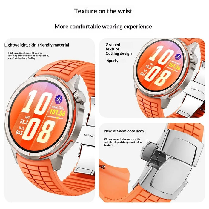 For Huawei Watch GT Runner 2 Textured Silicone Band with Folding Buckle Replacement Wristband - Orange - 4