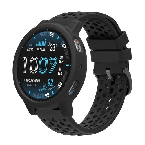 For Huami Amazfit Active Max Breathable Silicone Sports Watch Strap with Watch Case - Black - 1