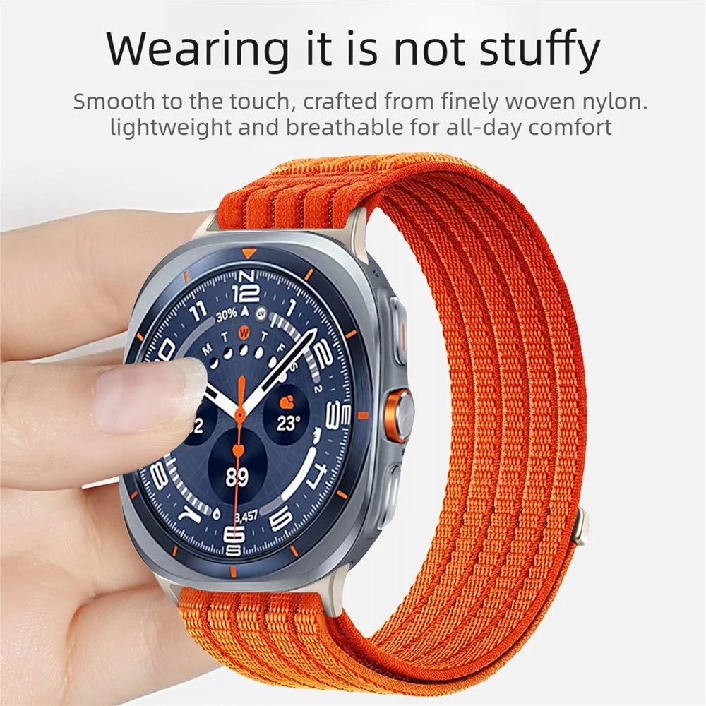 For Samsung Galaxy Watch Ultra2 47mm / Watch Ultra (2025) 47mm / Watch Ultra 47mm Nylon Breathable Woven Band Replacement Wristband - Orange - 3