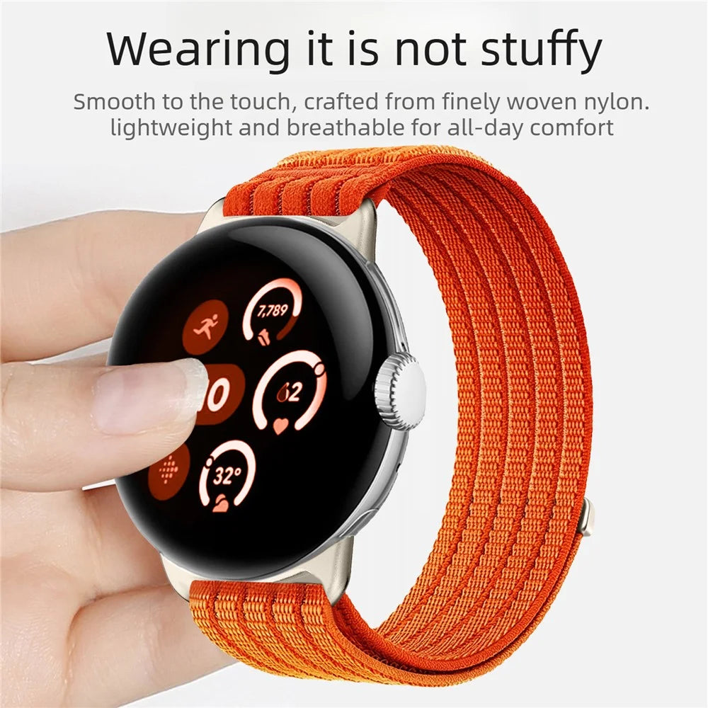 Strap for Google Pixel Watch 4 41mm / Watch 3 41mm / Watch 2 / Watch Nylon Breathable Woven Band Replacement Wristband - Orange - 3