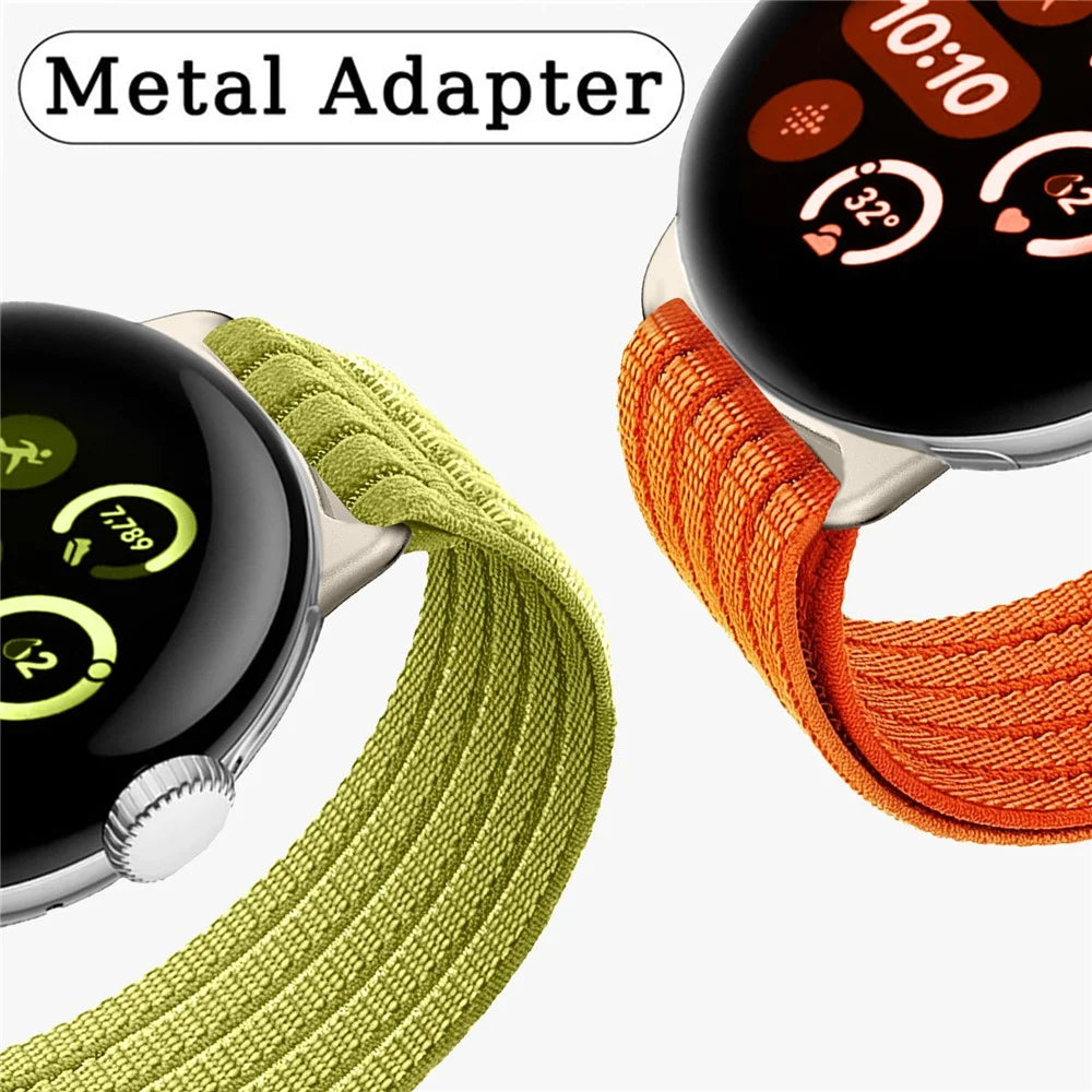 Strap for Google Pixel Watch 4 41mm / Watch 3 41mm / Watch 2 / Watch Nylon Breathable Woven Band Replacement Wristband - Orange - 5