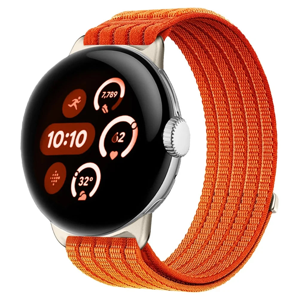 For Google Pixel Watch 4 45mm / Watch 3 45mm Nylon Breathable Woven Band Replacement Wristband - Orange - 2