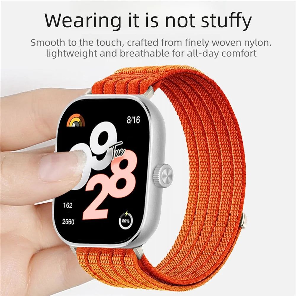 Strap for Xiaomi Smart Band 10 Pro / 9 Pro / 8 Pro / Redmi Watch 6 / 5 / 4 Nylon Breathable Woven Band Replacement Wristband - Orange - 3
