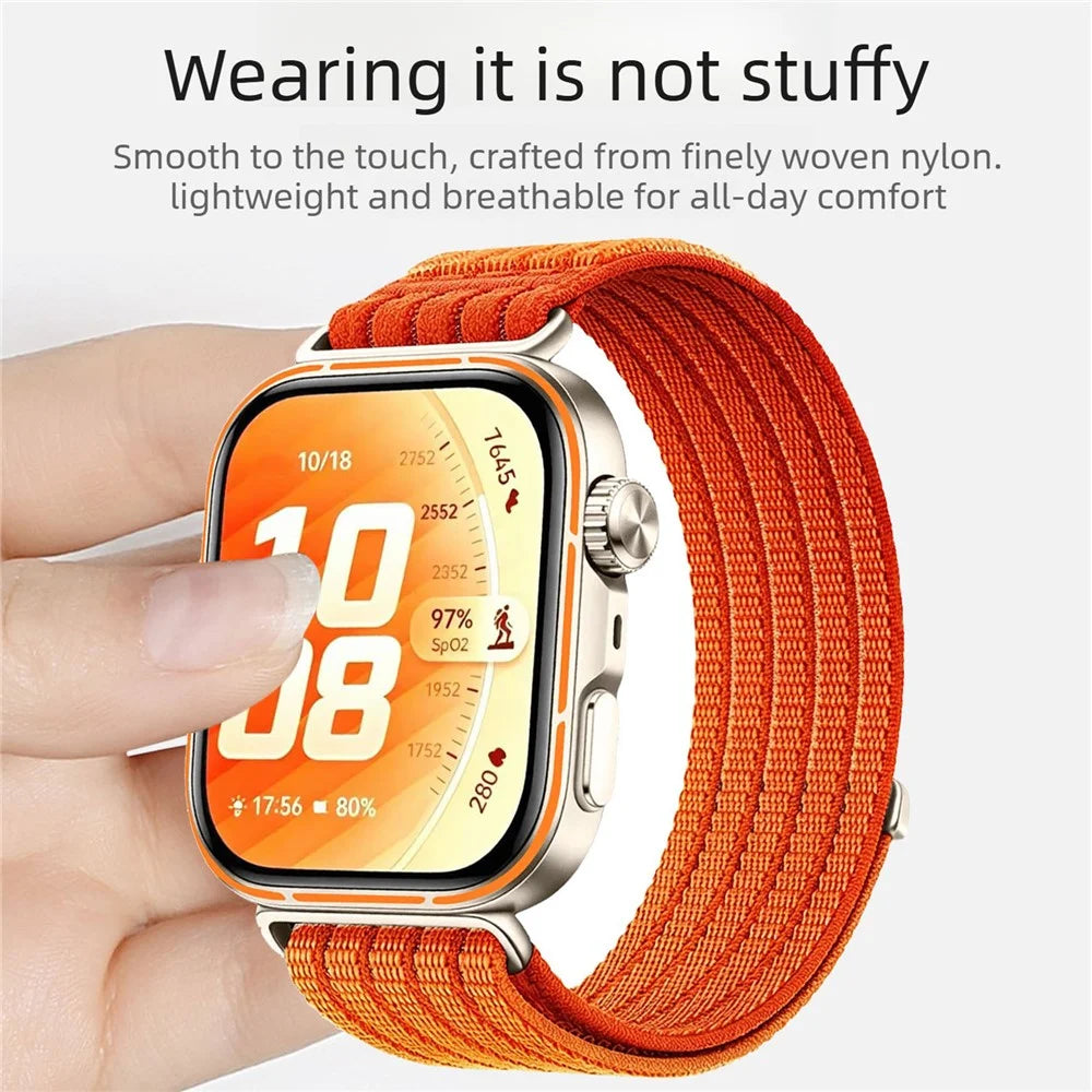 Strap for Huawei Watch Fit 5 Pro / Fit 5 / Fit 4 Pro / Fit 4 / Fit 3 Nylon Breathable Woven Band Replacement Wristband - Orange - 3