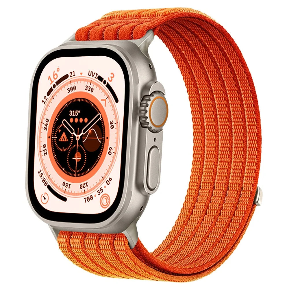Strap for Apple Watch Ultra 3 2 1 49mm  /  Series 11 10 46mm  /  9 8 7 45mm  /  SE3 SE2 SE 6 5 4 44mm  /  3 2 1 42mm Nylon Breathable Woven Band Replacement Wristband - Orange - 2