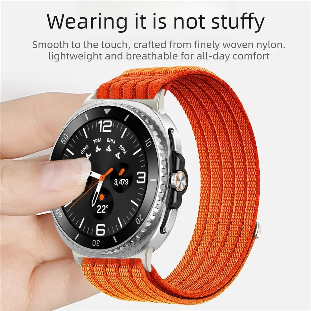 Strap for Samsung Galaxy Watch8 44mm / Watch8 40mm / Watch8 Classic 46mm Nylon Breathable Woven Band Replacement Wristband - Orange - 3