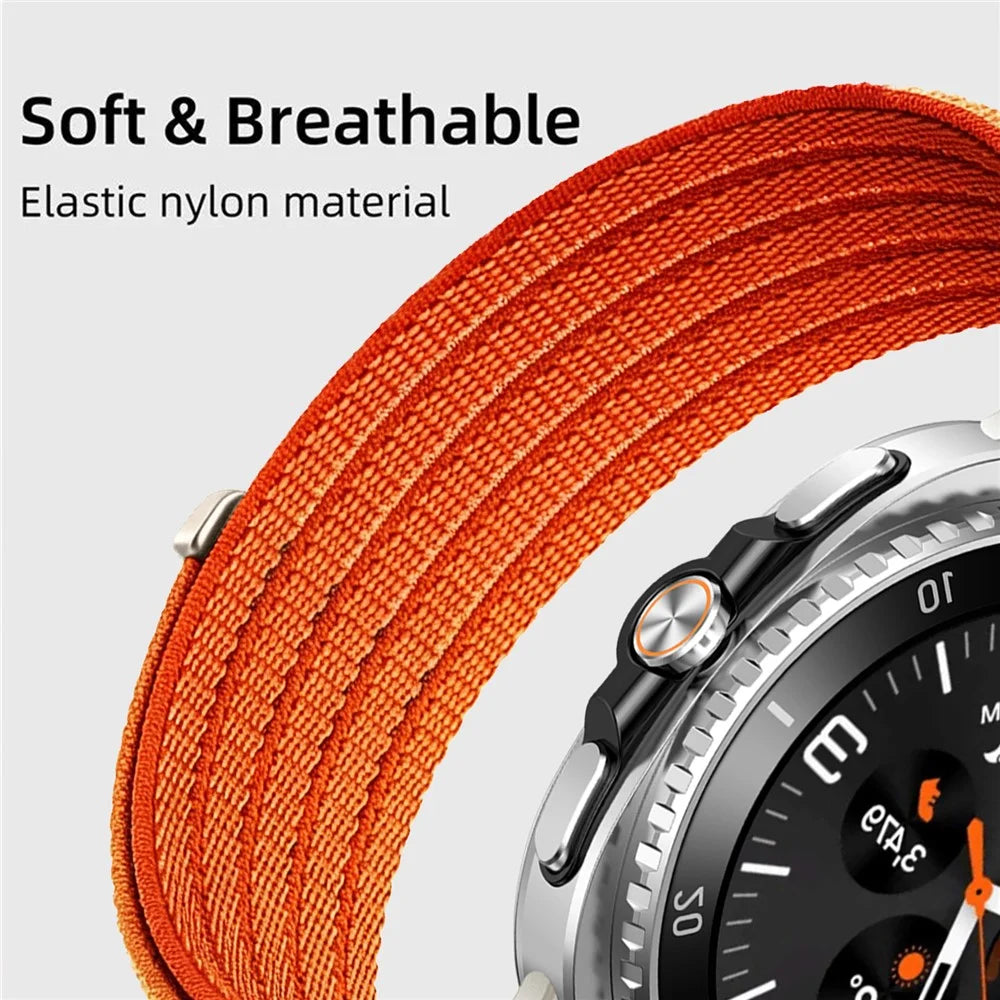 Strap for Samsung Galaxy Watch8 44mm / Watch8 40mm / Watch8 Classic 46mm Nylon Breathable Woven Band Replacement Wristband - Orange - 4