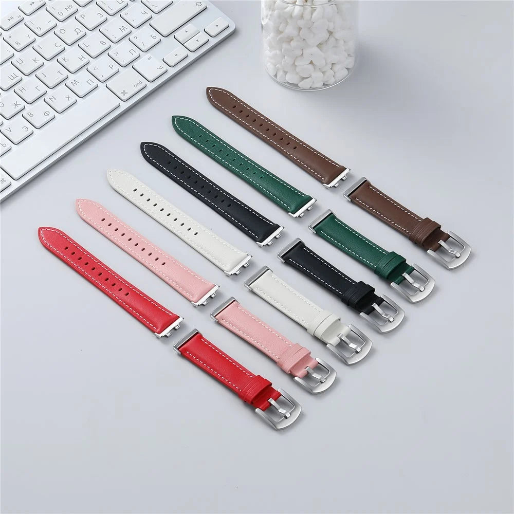 Strap for Huawei Band 11 Pro NFC  /  11 NFC  /  11 Pro  /  11 Genuine Cow Leather Band Quick Release Replacement Wristband - Brown - 5