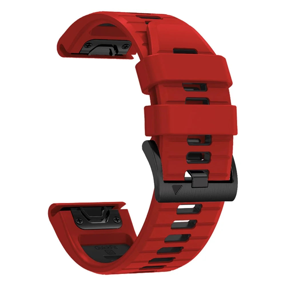 For Garmin Fenix 7 / Fenix 7 Pro 47mm Silicone Strap 22mm Dual Color Replacement Wristband - Red / Black - 2