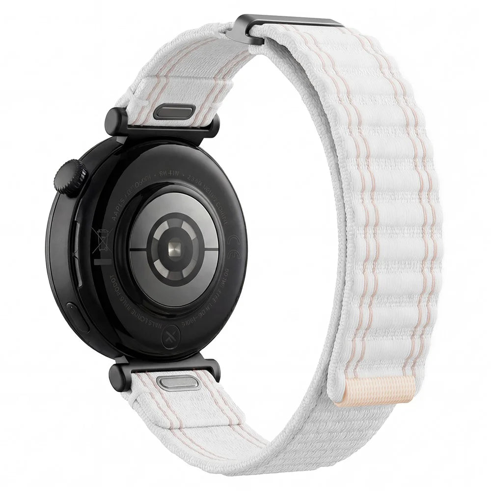 18mm Sports Loop Watch Strap for Huawei Watch GT 6 41mm  /  GT 5 41mm  /  GT 4 41mm Wave Style Adjustable Nylon Band - White - 1