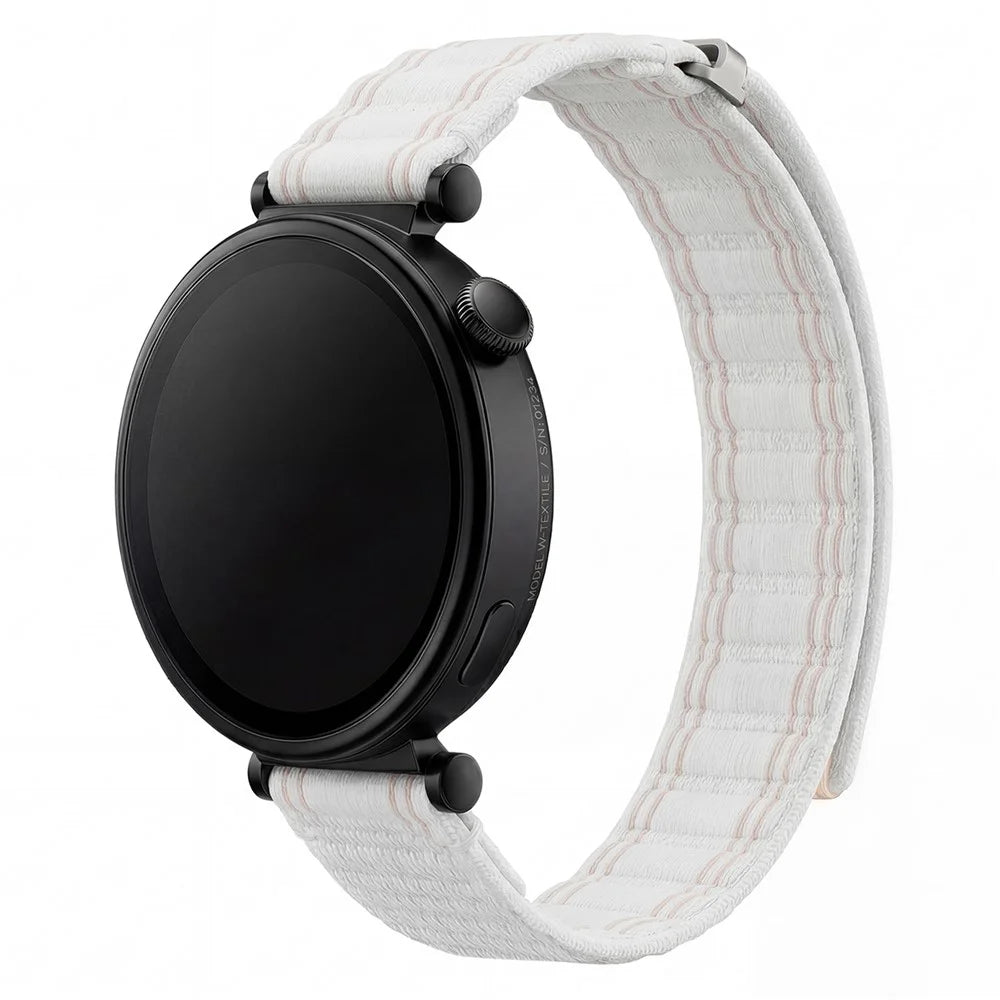 18mm Sports Loop Watch Strap for Huawei Watch GT 6 41mm  /  GT 5 41mm  /  GT 4 41mm Wave Style Adjustable Nylon Band - White - 4