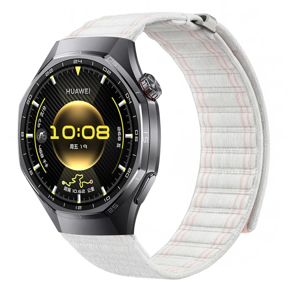 22mm Sports Loop Watch Strap for Huawei Watch GT 6 46mm / GT 5 46mm / GT 5 Pro 46mm Wave Style Adjustable Nylon Band - White - 4
