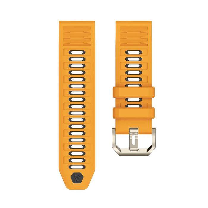 For Huami Amazfit T-Rex Ultra 2 Silicone Strap Quick Release Wave Texture Dual Color Band - Orange+Black - 3