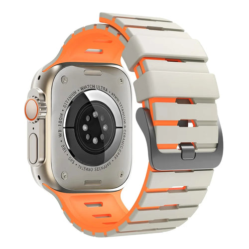 Dual Color Silicone Strap for Apple Watch Ultra 3 2 1 49mm  /  Series 11 10 46mm  /  9 8 7 45mm  /  SE3 SE2 SE 6 5 4 44mm  /  3 2 1 42mm Sports Band Replacement - Starlight+Orange - 1