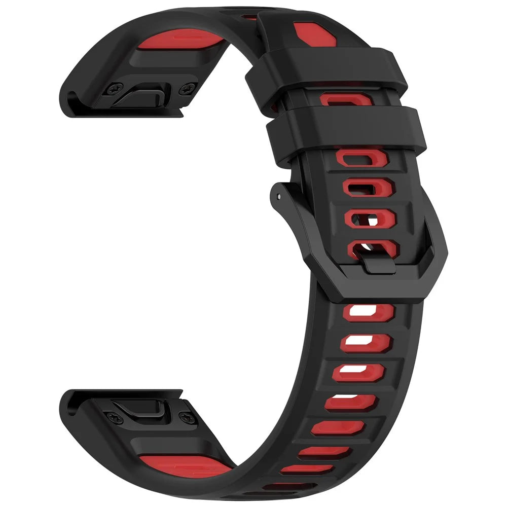 Silicone Strap for Garmin Fenix 8 Pro AMOLED 47mm / Fenix 8 AMOLED 47mm / Fenix 8 47mm Dual-Color 22mm Replacement Wristband - Black + Red - 4