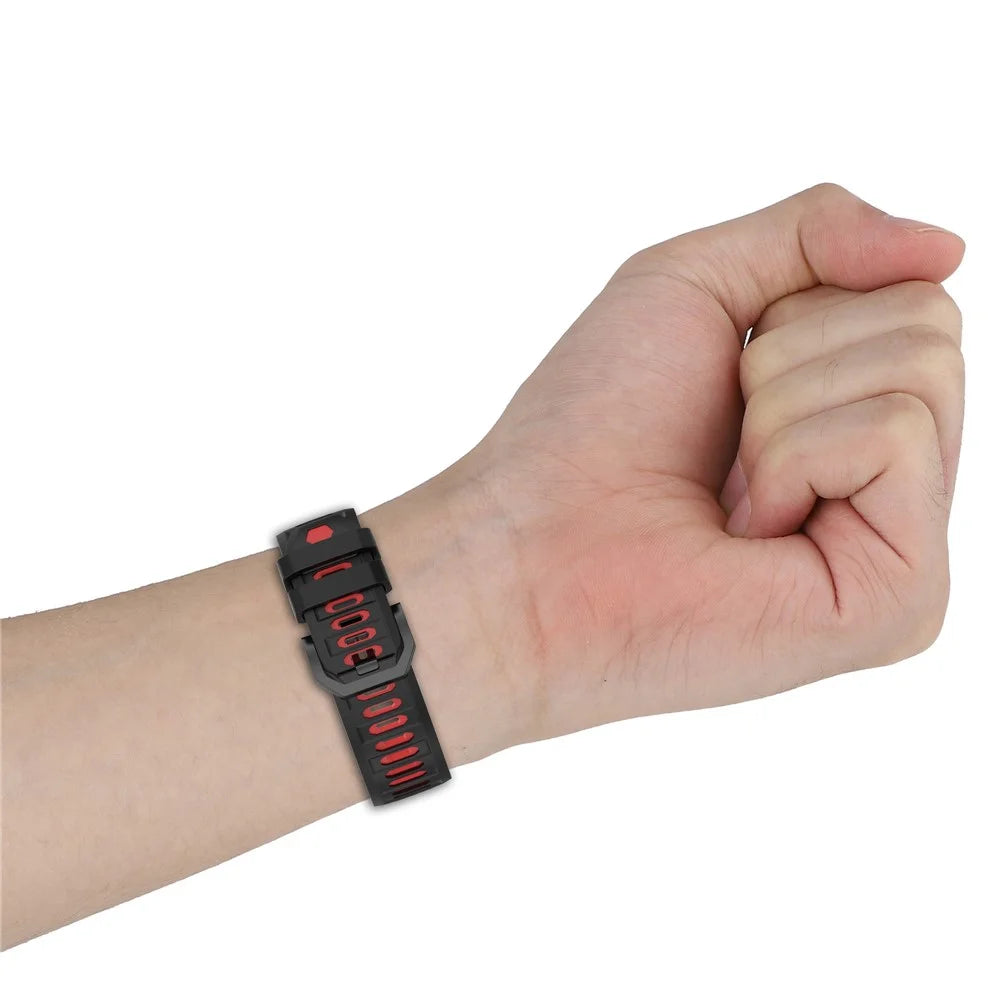 Silicone Strap for Garmin Fenix 8 Pro AMOLED 47mm / Fenix 8 AMOLED 47mm / Fenix 8 47mm Dual-Color 22mm Replacement Wristband - Black + Red - 6