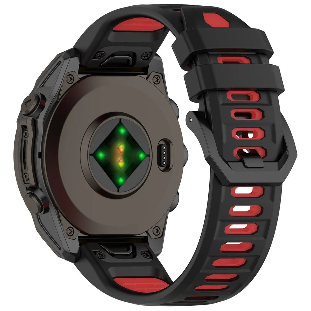Silicone Strap for Garmin Fenix 8 AMOLED 51mm / Fenix 8 Solar 51mm / Fenix 8 51mm Dual-Color 26mm Replacement Wristband - Black + Red - 1