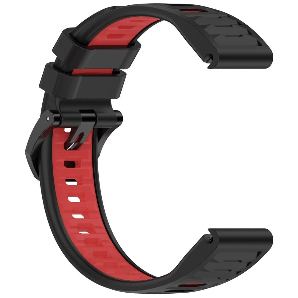 Silicone Strap for Garmin Fenix 8 AMOLED 51mm / Fenix 8 Solar 51mm / Fenix 8 51mm Dual-Color 26mm Replacement Wristband - Black + Red - 3