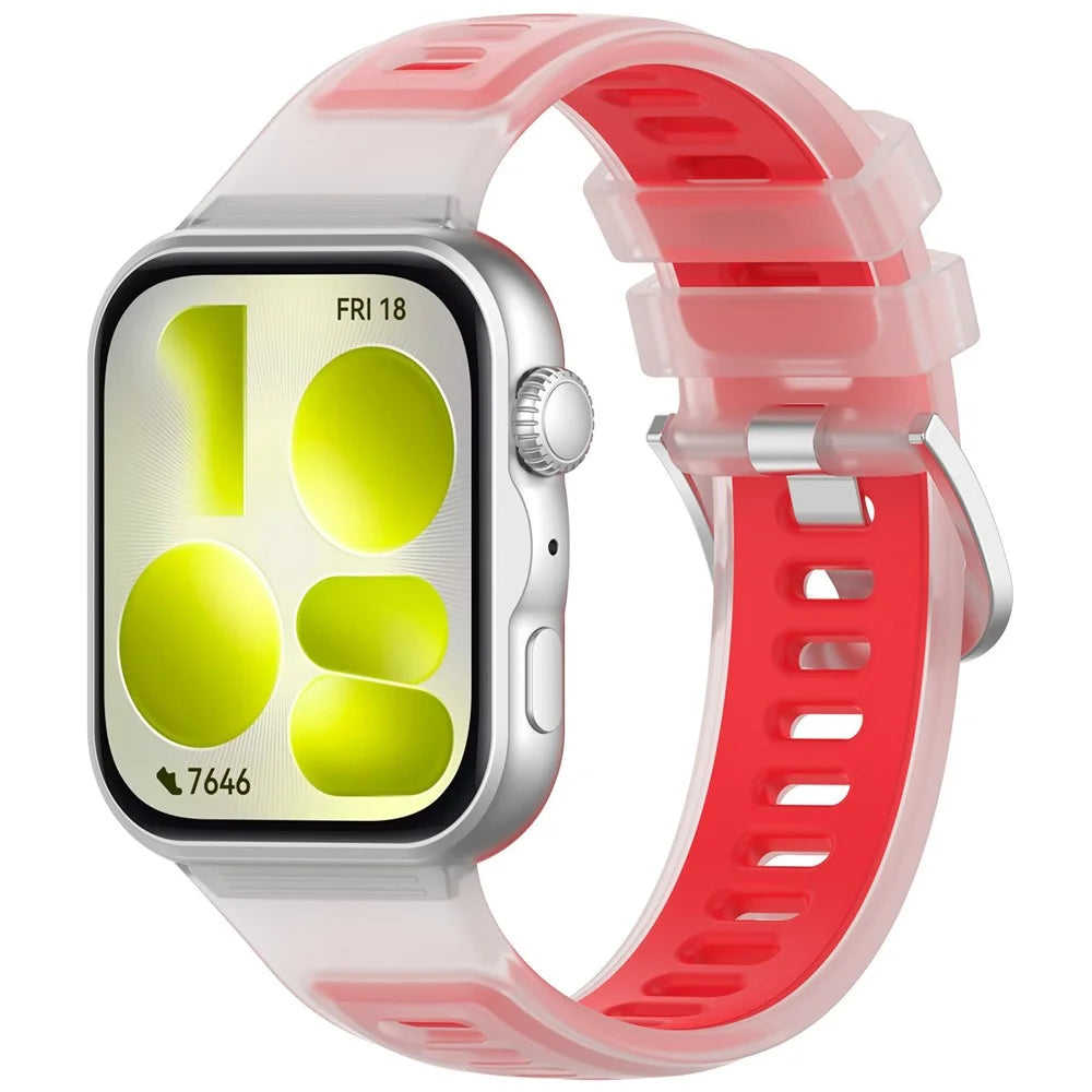 Strap for Huawei Watch Fit 5 Pro  /  5  /  4 Pro  /  4  /  3 Jelly Translucent Silicone Sports Band Breathable Wristband - Transparent Red - 2