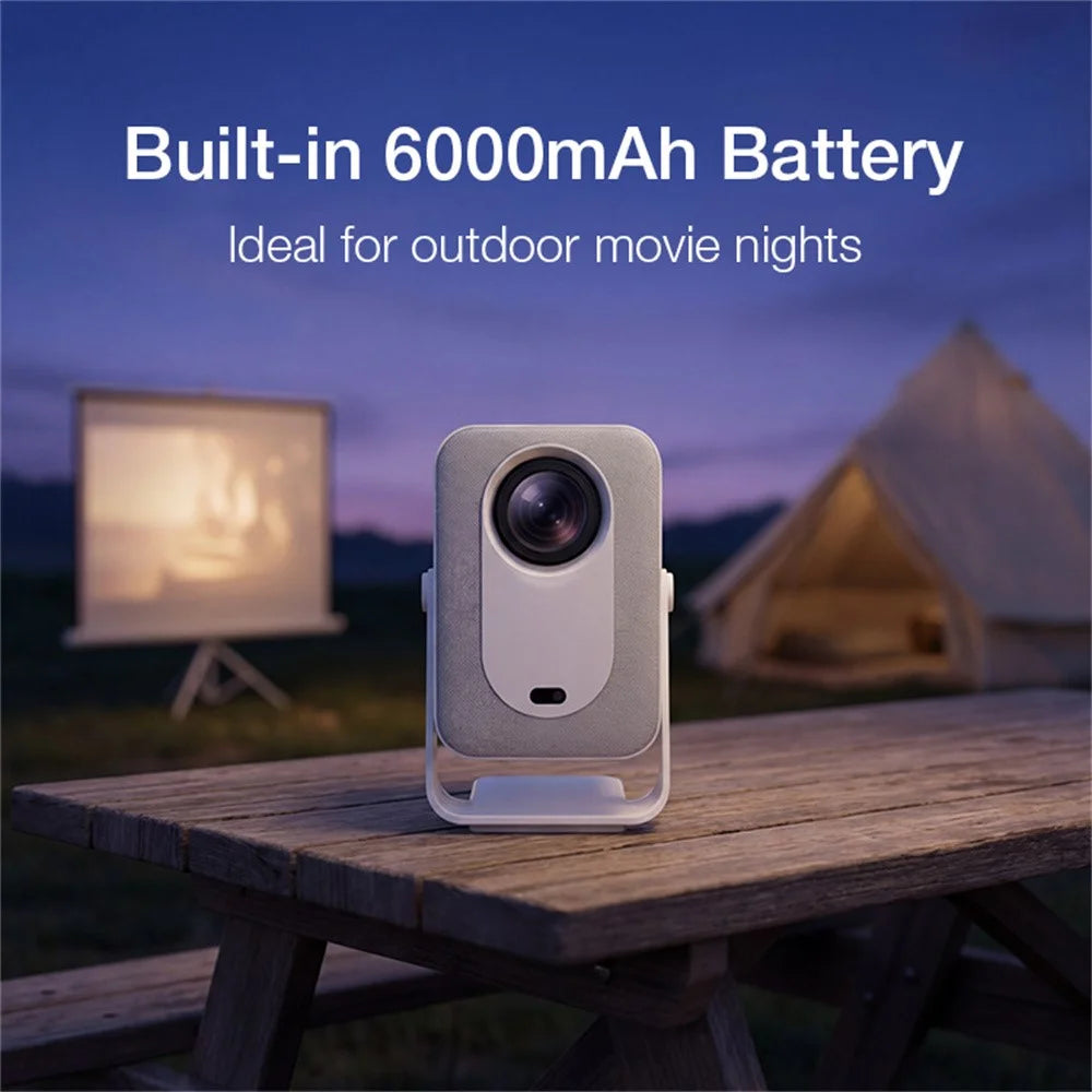 IMC600 Pro Mini Portable Projector 6000mAh Battery 1+8GB Storage 720P HD WiFi 6 Android 14 Auto Focus Home Theater Projector - EU Plug - 4