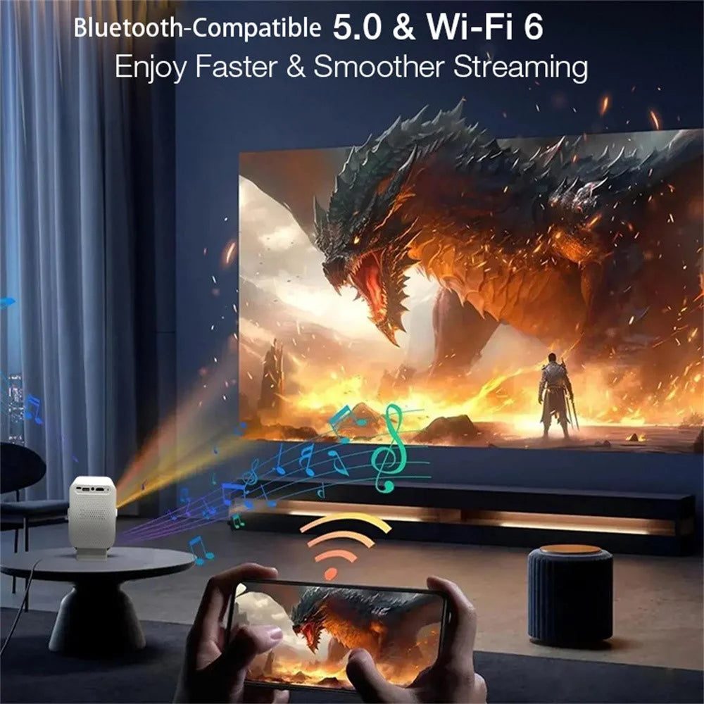 IMC600 Pro Mini Portable Projector 1+8GB Storage 720P HD WiFi 6 Android 14 Auto Focus Home Theater Projector - EU Plug - 6