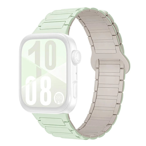 3-Bead Strap for Huawei Watch Fit 5 Pro  /  5  /  4 Pro  /  4  /  3 Silicone Band Magnetic Sport Wristband - Mint Green+Starlight - 1