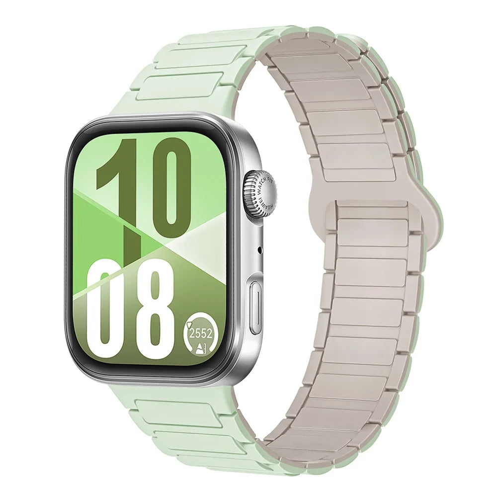 3-Bead Strap for Huawei Watch Fit 5 Pro  /  5  /  4 Pro  /  4  /  3 Silicone Band Magnetic Sport Wristband - Mint Green+Starlight - 2