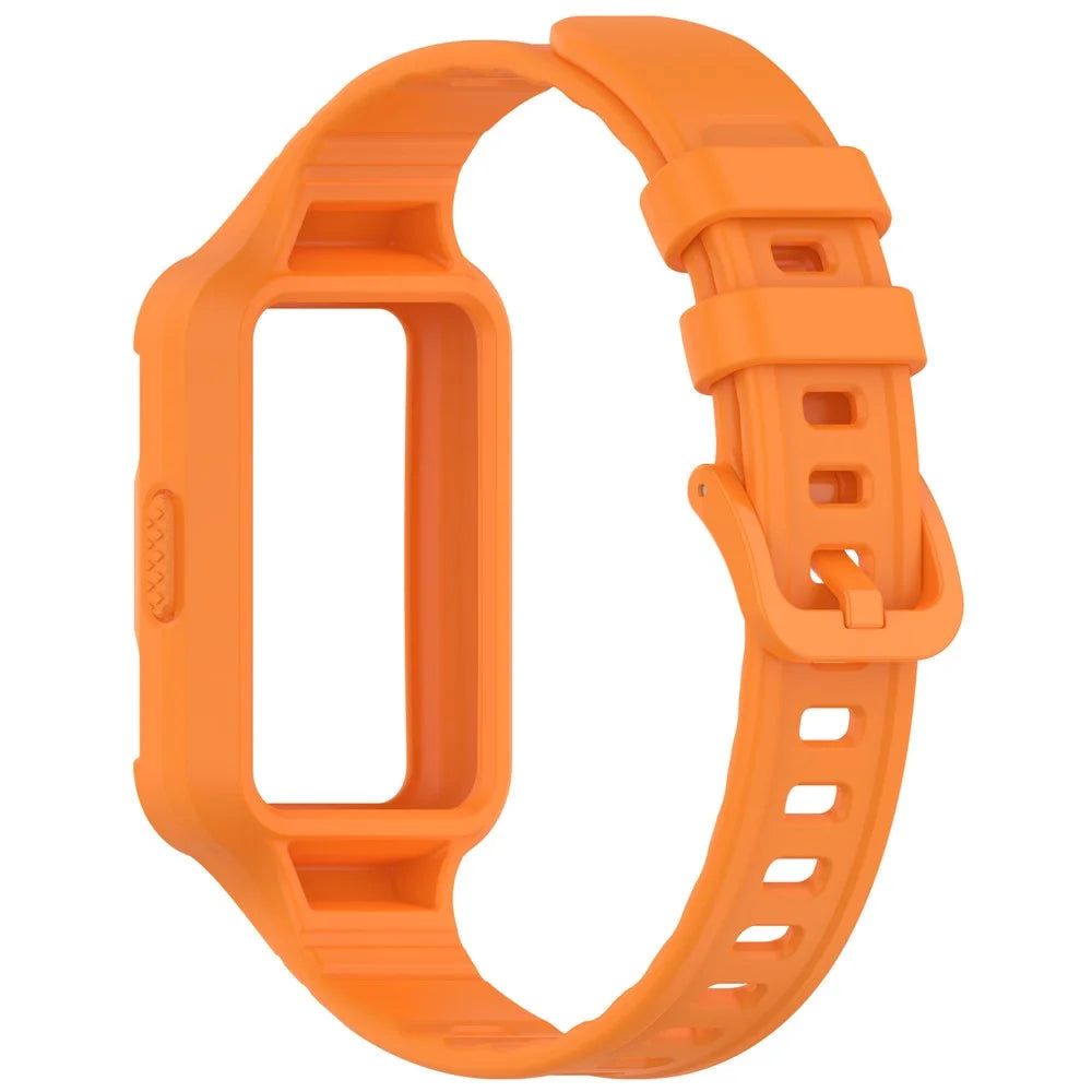 For for Huawei Band 11 Pro NFC  /  11 Pro Integrated Armor Silicone Band with Watch Case - Orange - 3