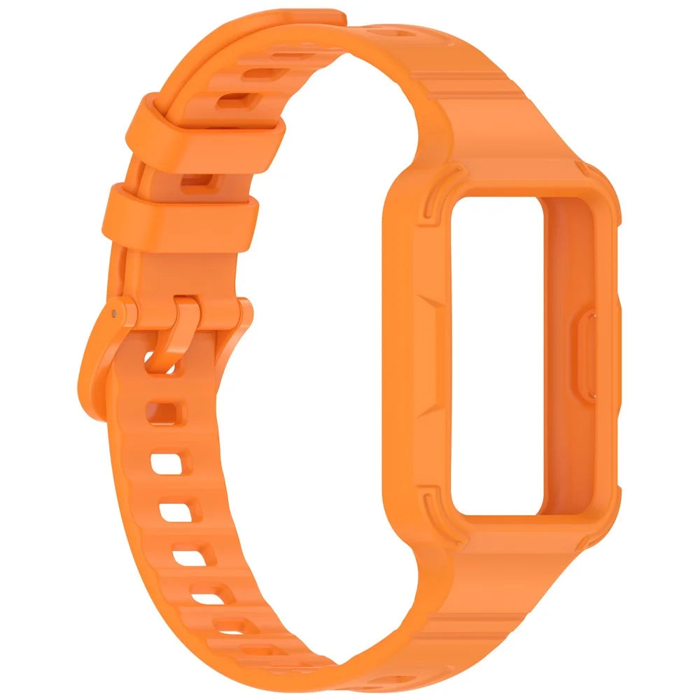 For for Huawei Band 11 Pro NFC  /  11 Pro Integrated Armor Silicone Band with Watch Case - Orange - 4
