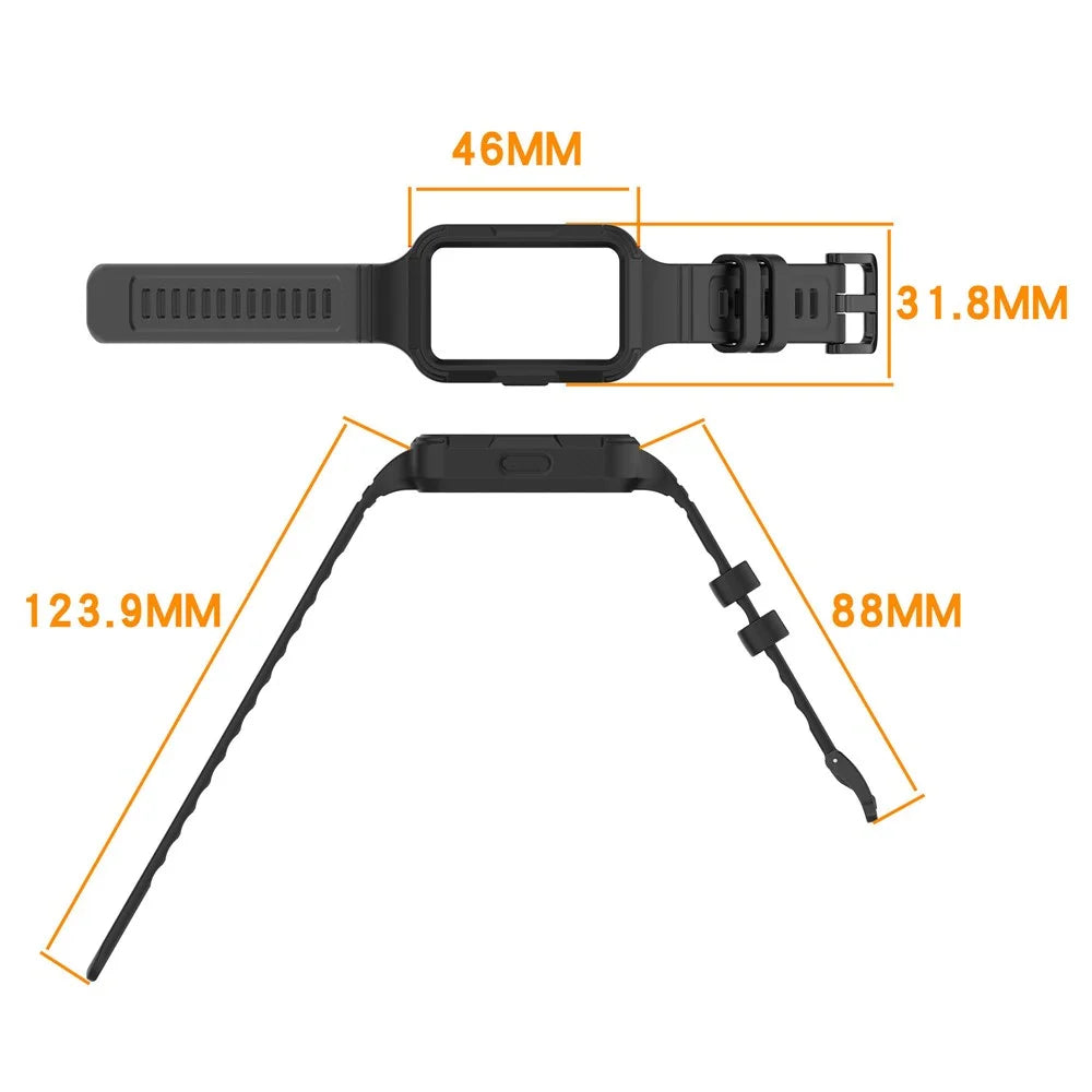 For for Huawei Band 11 Pro NFC  /  11 Pro Integrated Armor Silicone Band with Watch Case - Orange - 7