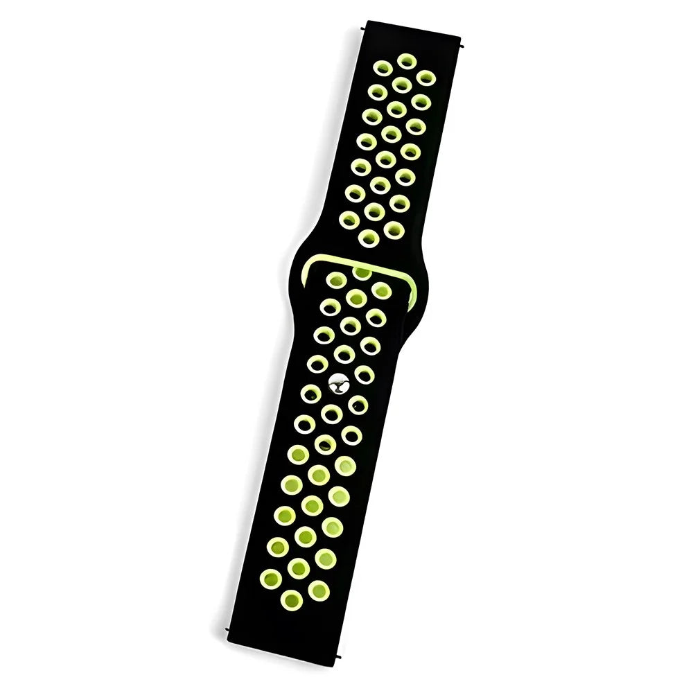 COTECI W43 Sport Strap for Samsung Gear S3 Classic / Galaxy Watch 46mm / Watch3 45mm / Xiaomi Watch S1 Active / Watch S1 , 22mm Dual Color Silicone Band - Black + Green - 1