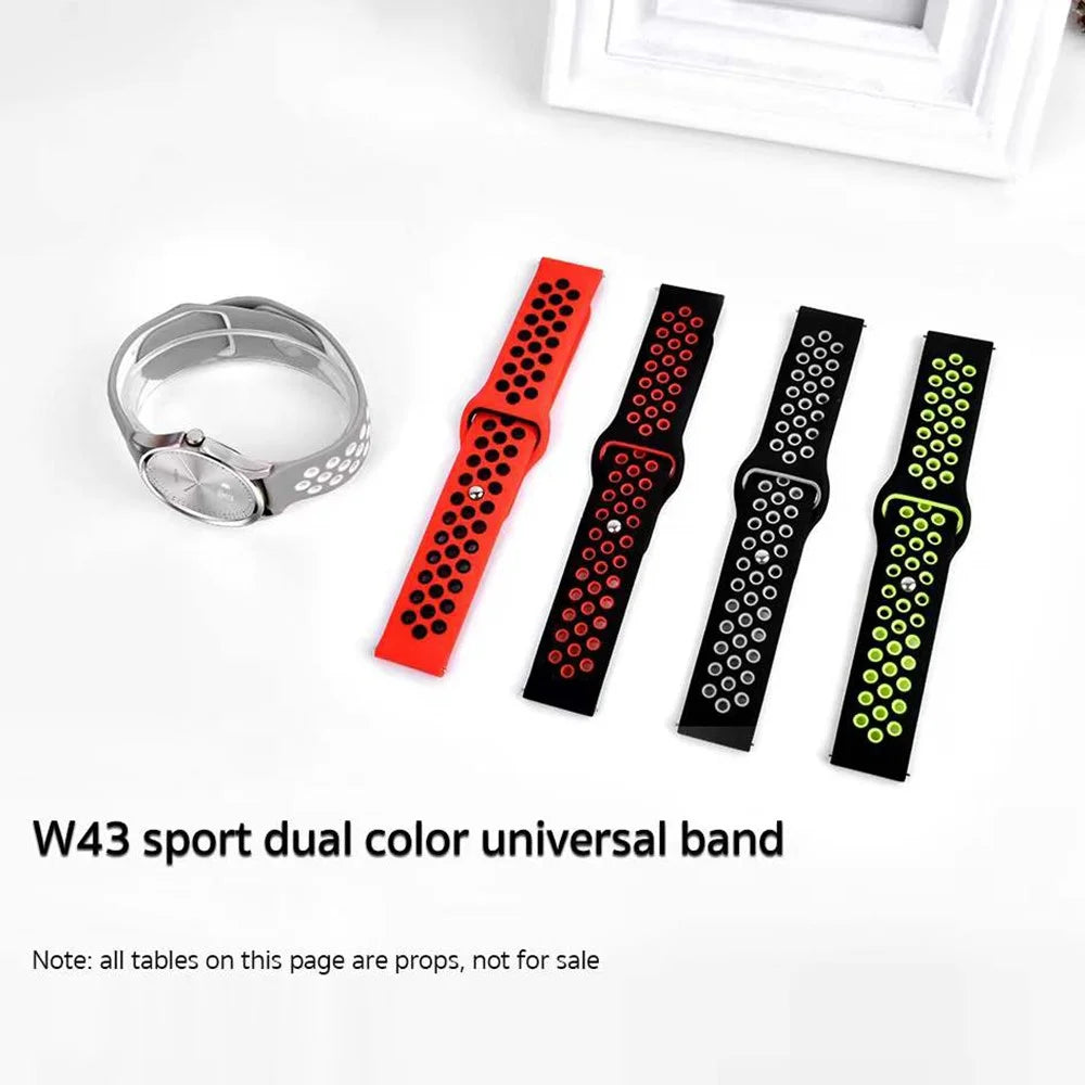 COTECI W43 Sport Strap for Samsung Gear S3 Classic / Galaxy Watch 46mm / Watch3 45mm / Xiaomi Watch S1 Active / Watch S1 , 22mm Dual Color Silicone Band - Black + Green - 3