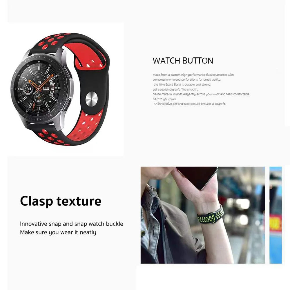 COTECI W43 Sport Strap for Samsung Gear S3 Classic / Galaxy Watch 46mm / Watch3 45mm / Xiaomi Watch S1 Active / Watch S1 , 22mm Dual Color Silicone Band - Black + Green - 5