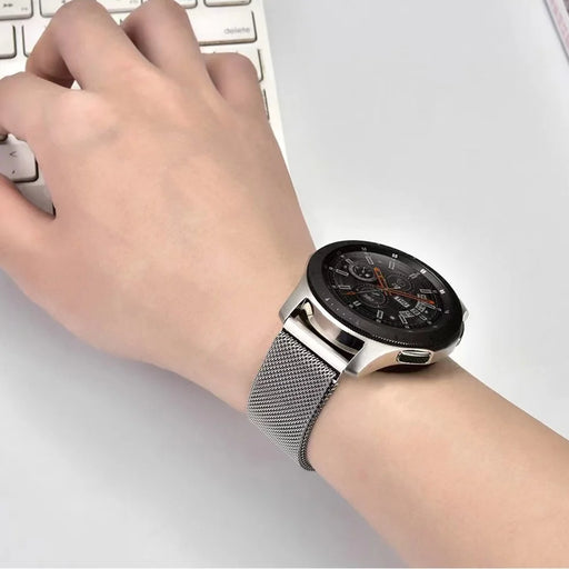 COTECI W20 Watch Strap for Samsung Gear S3 Classic / Watch 46mm / Watch3 45mm / Huawei Watch 4 / Watch 4 Pro / Watch GT 4 46mm , 22mm Milanese Loop Magnetic Stainless Steel Band - Black - 2
