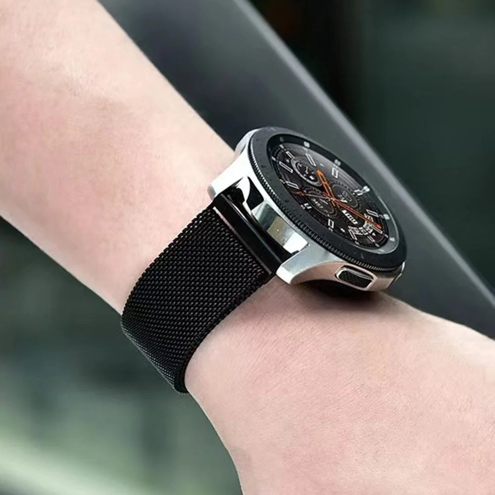 COTECI W20 Watch Strap for Samsung Gear S3 Classic / Watch 46mm / Watch3 45mm / Huawei Watch 4 / Watch 4 Pro / Watch GT 4 46mm , 22mm Milanese Loop Magnetic Stainless Steel Band - Black - 3