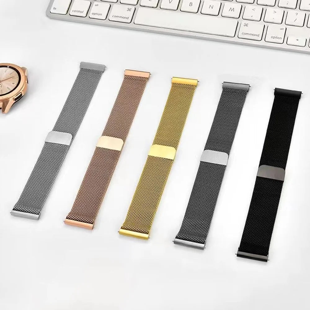COTECI W20 Watch Strap for Samsung Gear S3 Classic / Watch 46mm / Watch3 45mm / Huawei Watch 4 / Watch 4 Pro / Watch GT 4 46mm , 22mm Milanese Loop Magnetic Stainless Steel Band - Black - 4