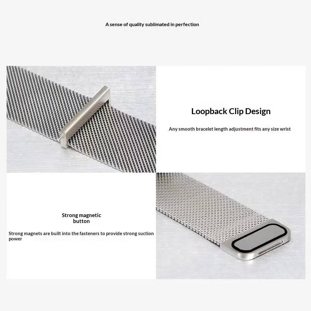 COTECI W20 Watch Strap for Samsung Gear S3 Classic / Watch 46mm / Watch3 45mm / Huawei Watch 4 / Watch 4 Pro / Watch GT 4 46mm , 22mm Milanese Loop Magnetic Stainless Steel Band - Black - 5