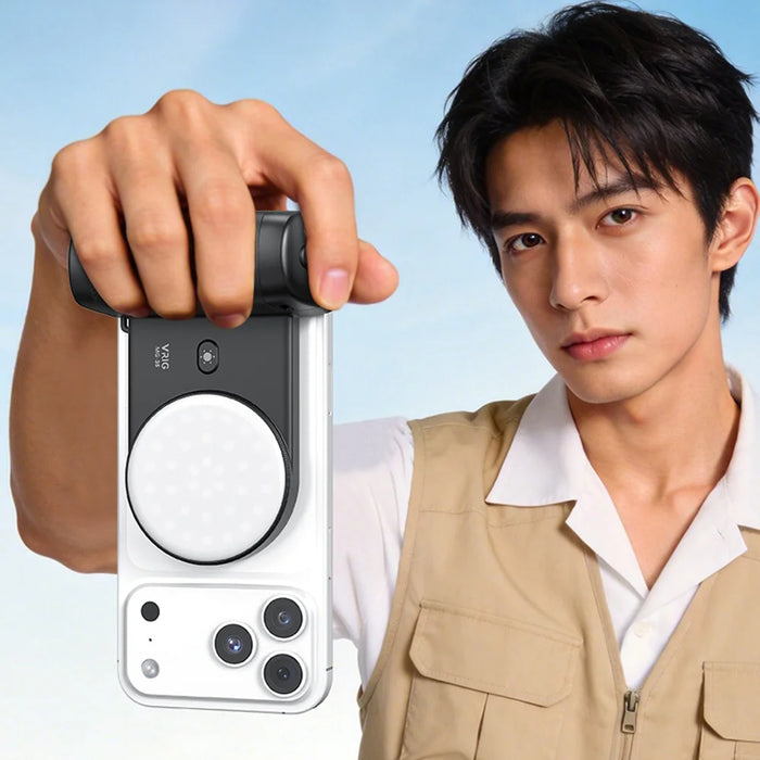VRIG MG-35 Magnetic Mount Bluetooth-Compatible Shutter Selfie Handle with 3-Level Fill Light for Cellphone - Black - 3