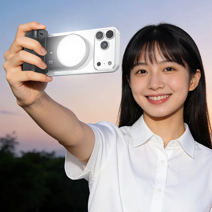 VRIG MG-35 Magnetic Mount Bluetooth-Compatible Shutter Selfie Handle with 3-Level Fill Light for Cellphone - Black - 5