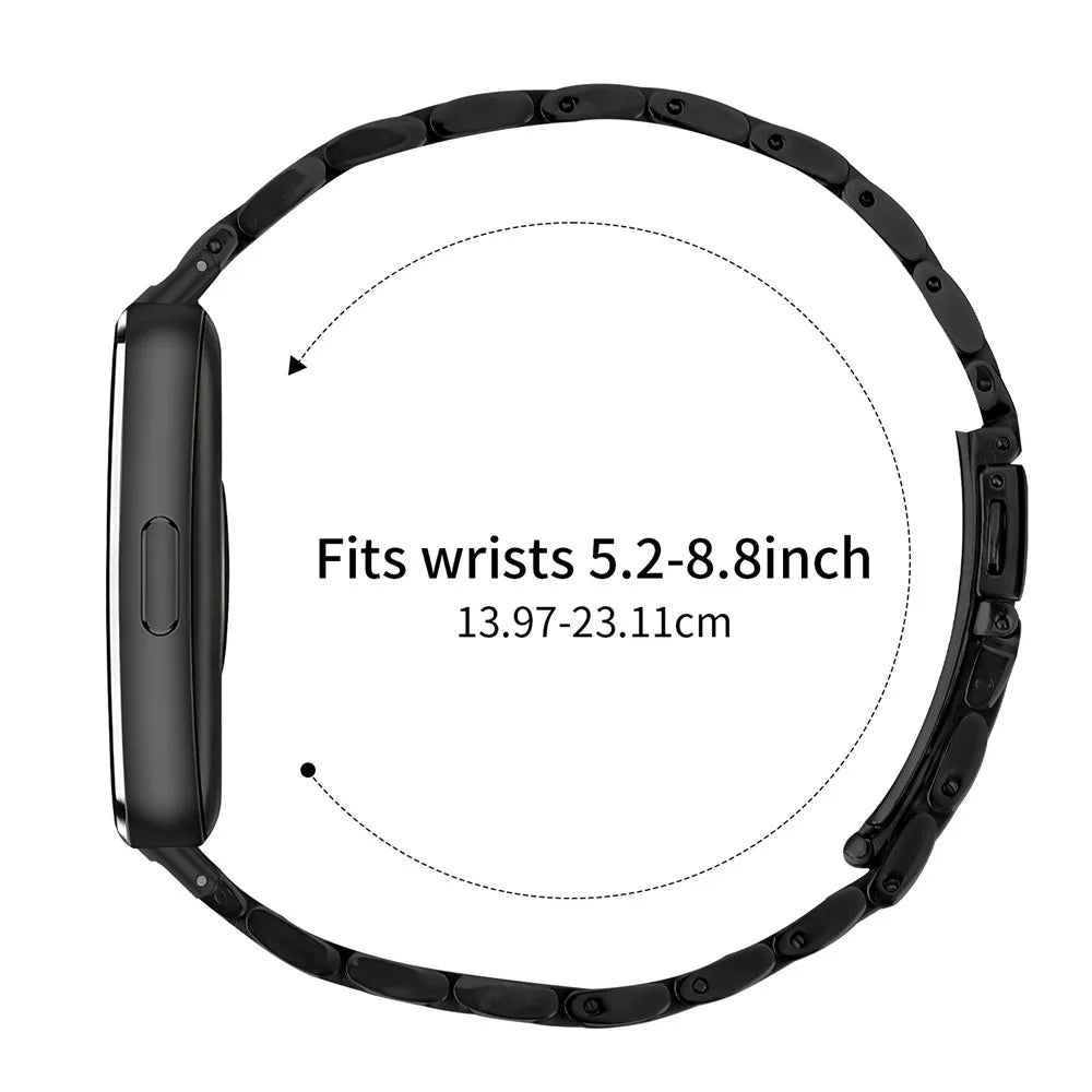 For Huawei Band 11 / Band 11 Pro Slim 5-Bead Watch Band Stainless Steel Strap - Black - 7