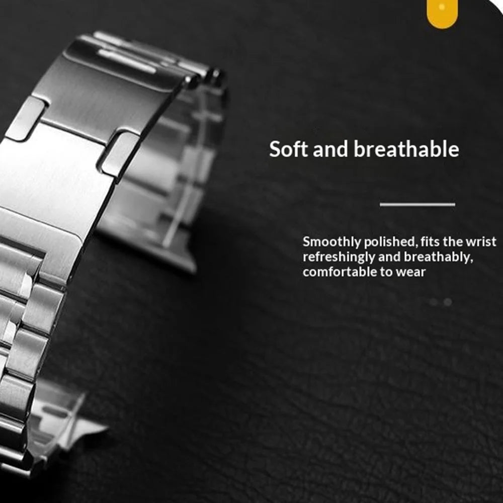 Metal Strap for Apple Watch Ultra 3 2 1 49mm / Series 11 10 46mm / 9 8 7 45mm / SE3 SE2 SE 6 5 4 44mm / 3 2 1 42mm Five-Bead Electroplated Stainless Steel Watch Band - Silver / Black - 4