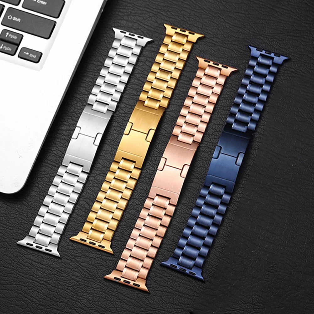 Metal Strap for Apple Watch Ultra 3 2 1 49mm / Series 11 10 46mm / 9 8 7 45mm / SE3 SE2 SE 6 5 4 44mm / 3 2 1 42mm Five-Bead Electroplated Stainless Steel Watch Band - Silver / Black - 6