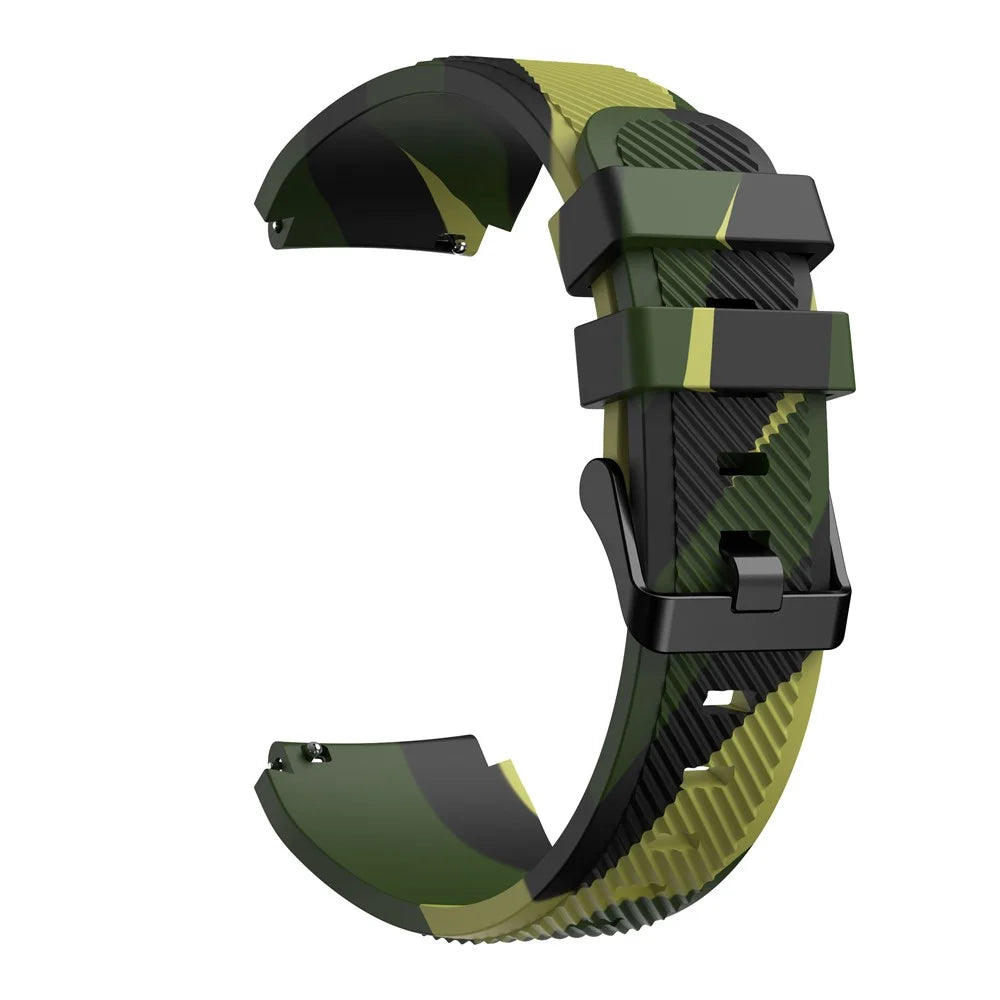 22mm Twill Wave Camouflage Silicone Watchband Strap Replacement Wrist Strap for Samsung Gear S3 Classic/S3 Frontier/Xiaomi Haylou RT LS05s/RS3 LS04 - Army Green - 2
