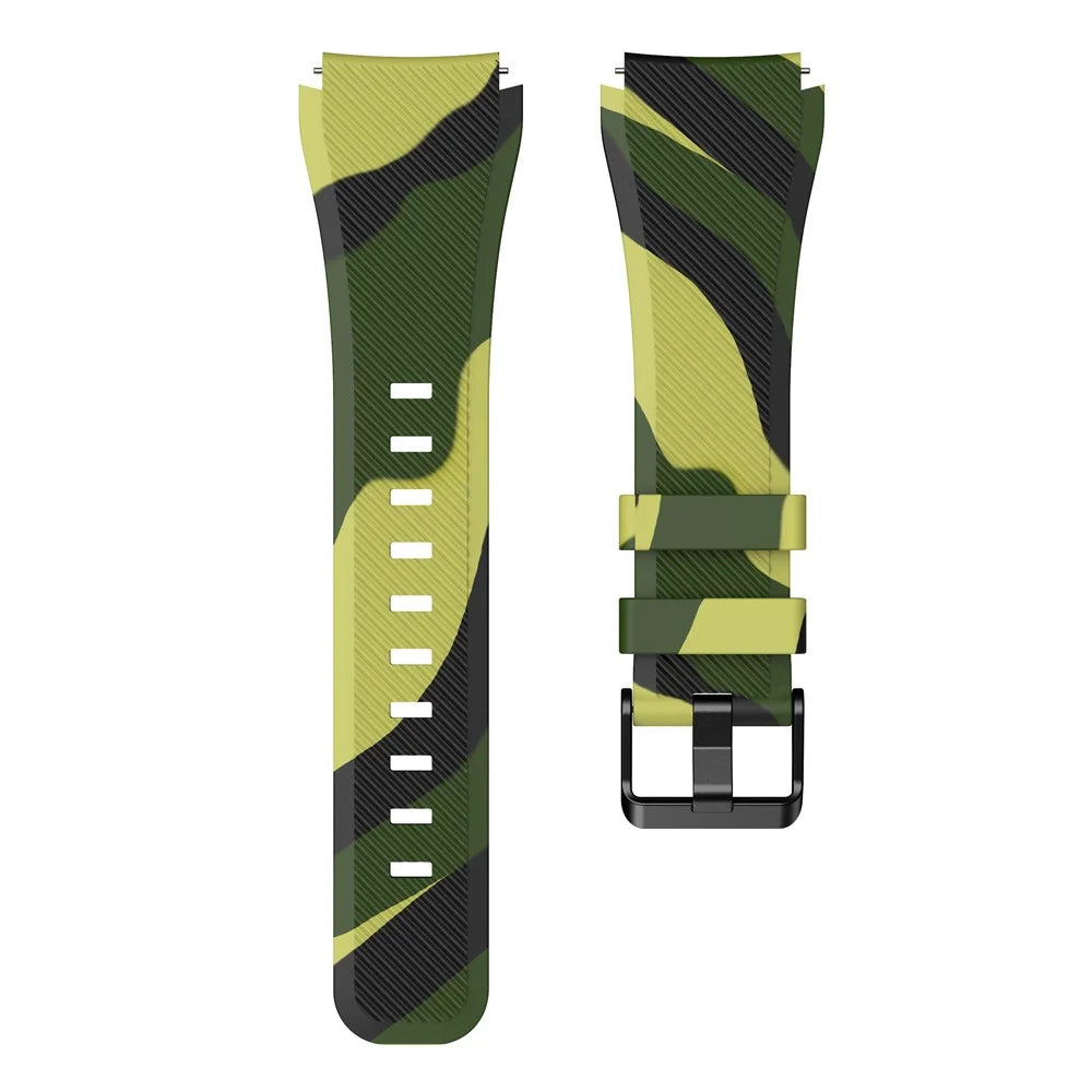 22mm Twill Wave Camouflage Silicone Watchband Strap Replacement Wrist Strap for Samsung Gear S3 Classic/S3 Frontier/Xiaomi Haylou RT LS05s/RS3 LS04 - Army Green - 3