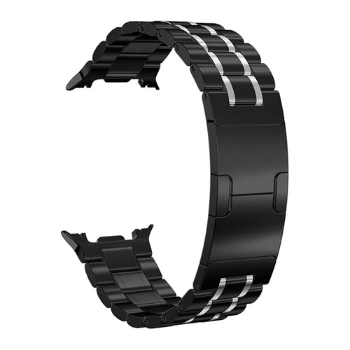 Metal Watch Strap for Samsung Galaxy Watch8 40mm / Watch8 44mm / Watch8 Classic 46mm Stainless Steel Five-Bead Bracelet Band - Black / Silver - 1