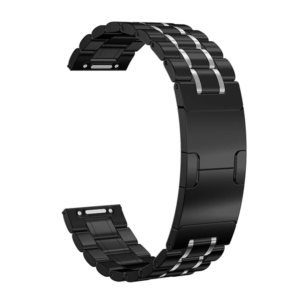 For Samsung Galaxy Watch 46mm Metal Strap Stainless Steel Five-Bead Watch Bracelet Band - Black / Silver - 1