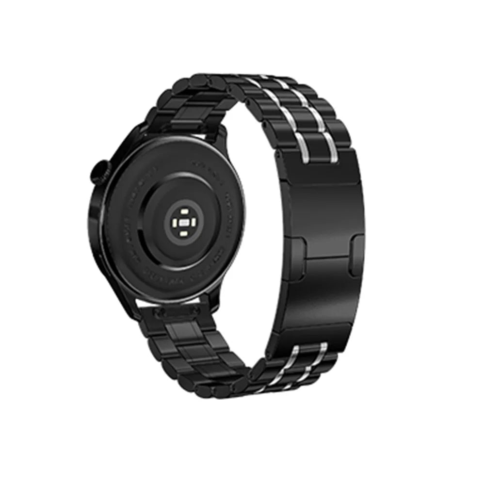 For Samsung Galaxy Watch 46mm Metal Strap Stainless Steel Five-Bead Watch Bracelet Band - Black / Silver - 2
