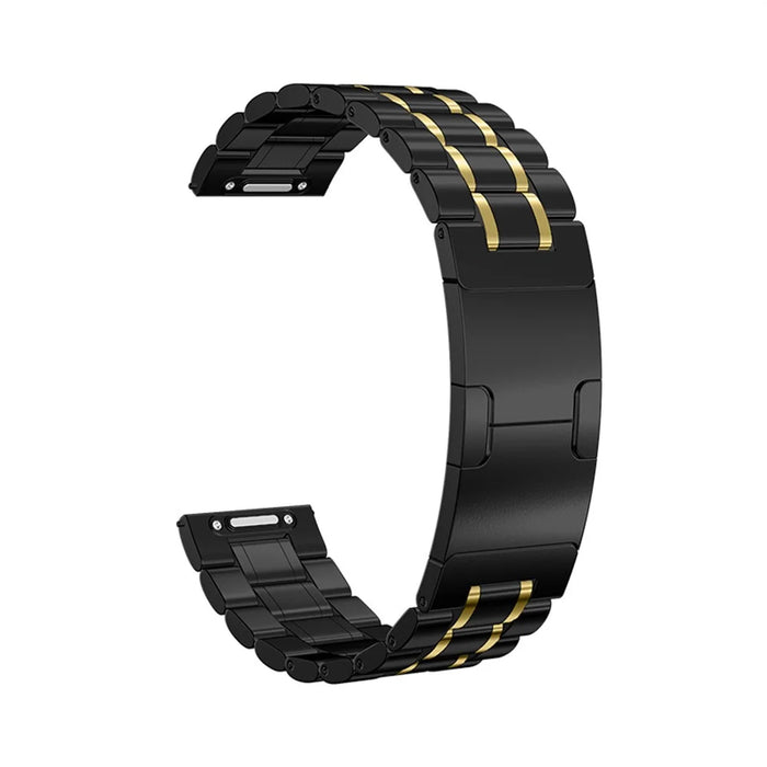 For Samsung Galaxy Watch 46mm Metal Strap Electroplated Replacement Five-Bead Stainless Steel Band - Black / Gold - 1